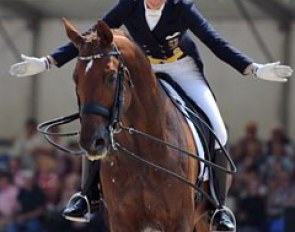 Fabienne Lutkemeier on D'Agostino at the 2013 German Dressage Championships in Balve :: Photo © Barbara Schnell
