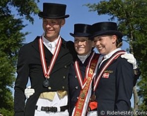 The 2013 Danish U25 Championship podium: Daniel Bachmann Andersen, Nanna Skodborg Merrald, Sofie Jeppesen :: Photo © Ridehesten