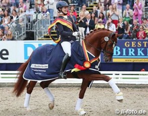 Beatrice Buchwald and Lord Carnaby win the 6-year old division at the 2013 Bundeschampionate :: Photo © LL-foto