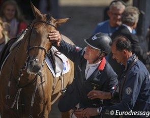 The second place getter in the 2014 Silver Camera Award by Astrid Appels, featuring Roger Yves Bost and Myrtille Paulois at the 2013 European Show Jumping Championships