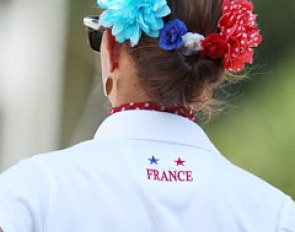 French chef d'equipe Alizee Froment being patriottic