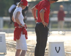 Austrian Grand Prix rider Peter Gmoser trained Nicola Ahorner with much concentration early in the morning