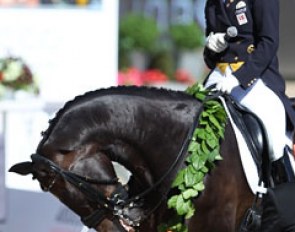 The 16-year old Danish warmblood Digby was retired from competition at the 2013 European Championships in a short but emotional farewell ceremony
