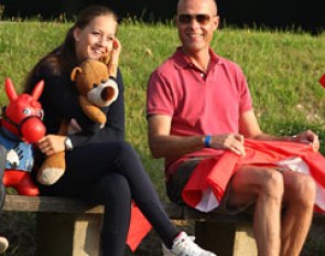 2012 European Young Riders Champion Cathrine Dufour and her coach Rune Willum checking out this year's competition