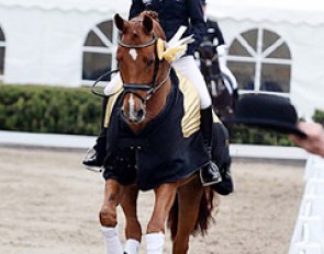 Helen Langehanenberg and Filaro in the prize giving ceremony of the Bundeschampionate Qualifier in Haftenkamp :: Photo © Ruchel