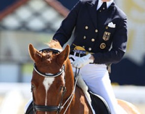 Friederike Hahn on the Hanoverian Destino (by Danone x Hohenstein)