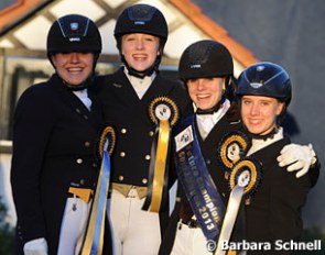 The German Junior Riders Team presented at the 2013 CDIO-PJYR Hagen: Anna Christina Abbelen, Jessica Krieg, Johanne Pauline von Danwitz, Claire Louise Averkorn  :: Photo © Barbara Schnell
