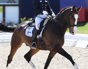 Finnish Emma Kanerva on the Westfalian Fiaro Lacendos (by Furst Piccolo x Rapallo)