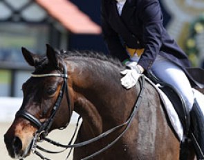 Franziska Stieglmaier pats Lukas (by Lagiator x Wenckstern) at the end of their test