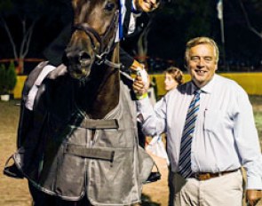 Ricki Rothschild Bahar and judge Peter Engel shake hands during the prize giving ceremony at the 2013 Maccabiah Games :: Photo © Gil Makover