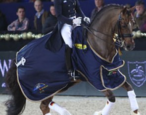 Helen Langehanenberg and Damon Hill win the CDI 5* Grand Prix at the 2013 CDI Mechelen :: Photo © Astrid Appels