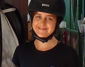 Sarah Warne with her new UVEX helmet for protection