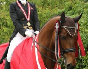 Alexandra Sorensen and Camiro Mandoe win the 2013 Danish Junior Riders Championships :: Photo © Ridehesten.com