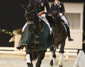 Stephanie Kooijman leads the lap of honour at the 2013 CDI Roosendaal Indoor