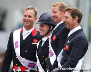 The winning British team (Carl Hester, Charlotte Dujardin, Gareth Hughes and Daniel Watson) at the 2013 CDIO Rotterdam Nations' Cup :: Photo © Astrid Appels