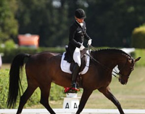 Isabell Werth doing some stretching work with Der Stern at the 2013 CDI Verden :: Photo © Astrid