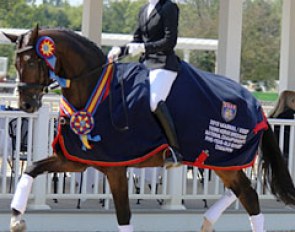 Nadine Buberl and Fashion Designer OLD win the 5-year old division at the 2013 U.S. Young Dressage Horse Championships :: Photo © Mary Phelps
