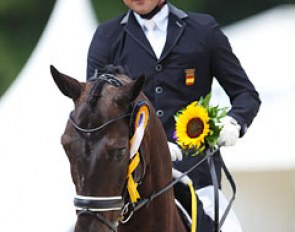 Jordi Domingo Coll and Statesman win the 6-year old consolation finals at the 2013 Word Young Horse Championships :: Photo © Astrid Appels