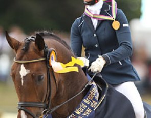 Eva Moller and Sa Coeur win the 6-year old division at the 2013 World Young Horse Championships :: Photo © Astrid Appels