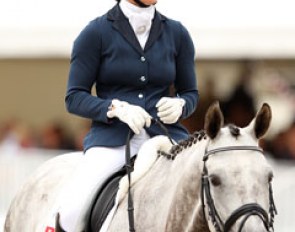 Swiss Christiane Schröder smiles after finishing her test on Dream On S