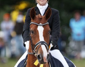 Lena Stegemann and Scara Boa win the Preliminary test for 5-year olds at the 2013 World Young Horse Championships in Verden :: Photo © Astrid Appels
