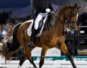 Lars Petersen and Mariett win the Kur to Music at the 2013 CDI 5* in Wellington :: Photo © Sue Stickle
