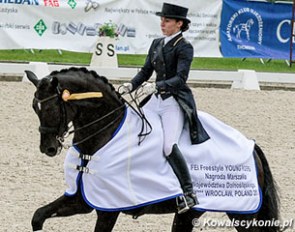 Genevieve Kirk and First Wish win the Young Riders division at the 2013 CDI-W Wroclaw :: Photo © Lukasz Kowalski