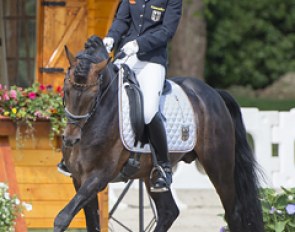 Germany's Lea Luise Nehls on De Long at the 2014 European Pony Championships