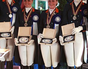 The silver medal winning Dutch Young Riders team: Stephanie Kooijman, Anne Meulendijks, Jeanine Nieuwenhuis, Denise Nekeman