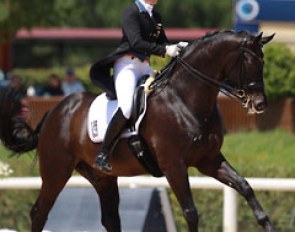 Florine Kienbaum and Don Windsor rode a well controlled, clean test but the canter could have been a bit more active and quicker from behind. 