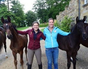 Emma Jane Blundell and Charlotte Dujardin with the foals MSJ Charmer and MSJ Smartini 