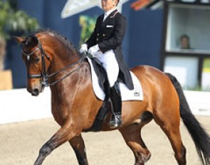 Japanese Kijori Soma, who is trained by Anky van Grunsven, presented Don Luka, an Oldenburg gelding by Don Larino, previously competed by Spanish junior rider Andreu Busutil Canovas