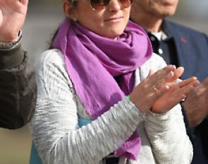 Franziska Rath-Eisenmann at the 2014 CDI Kapellen, four months pregnant and due to give birth to her first child in October