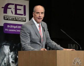 FEI Executive Board member and Technical Committee chair John Madden (USA) was the keynote speaker during the Event Classification System session at the FEI Sports Forum 2014 :: Photo ©  Germain Arias-Schreiber