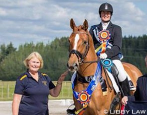 Judith Matthews and Kaye Ashram on Decadence MH winning Elementary level at the 2014 FEI World Challenge :: Photo © Libby Law