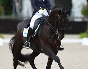 Minna Telde and Santana were well on their way to scoring 75% until a mistake in the canter work made the score drop to 73.040 % to finish fifth