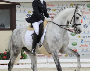 Daria Sheronova on the grey Tersk bred Sapphir. The Arabian influence is clear