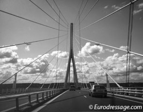 Crossing the bridge in Le Havre on my way to Caen for the 2014 World Equestrian Games in Normandy :: Photo © Astrid Appels