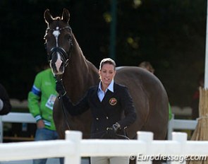Olympic and European champions Charlotte Dujardin and Valegro at the 2014 World Equestrian Games' horse inspection :: Photo © Astrid Appels