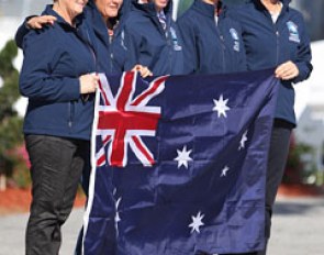 The Australian team: Karin Davis, Ilse Schwarz, Nicholas Fyffe, Kelly Layne and their chef d'equipe