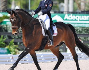 Belinda Trussell and Anton win the Grand Prix Special at the 2014 CDI-W Wellington :: Photo © Sue Stickle