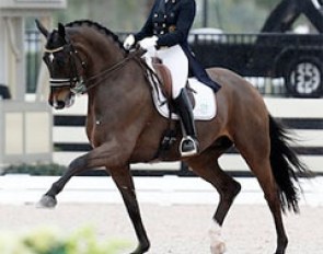 Tinne Vilhelmson and Don Auriello win the Grand Prix on the first day of competition at the 2014 CDI Wellington :: Photo © Sue Stickle