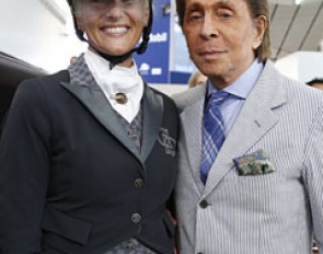 Italian Grand Prix rider Silvia Rizzo meets the Italian King of Fashion, Valentino, at the 2015 CDI 5* Al Shaqab in Doha, Qatar :: Photo © Stefano Grasso
