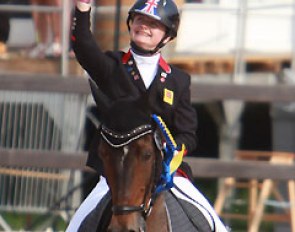 World record holder Phoebe Peters with the "Dujardin Medal Hold" in her lap of honour