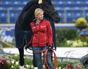 Jessica von Bredow-Werndl takes Unee BB for a walk in the main stadium