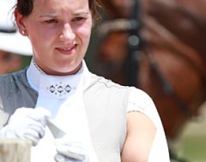 Dana van Lierop rode with a taped shoulder because she dislocated it again on Friday. The Dutch rider has hyper mobile joints