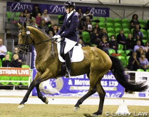 Julie Flintoff and Belladonna MH at the 2015 New Zealand Young Horse Championships :: Photo © Libby Law