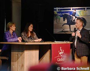 Anky van Grunsven gets interviewed by moderator Richard Davison on Salinero