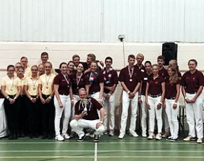 The top three place getters at the 2015 International Young Breeders World Championships in Hartpury, U.K.: the German Hanoverian verband, Holsteiner verband, and Brandenburg Verband