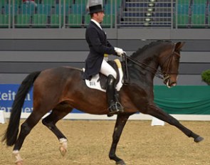 Heiner Schiergen aboard Hannah Erbe's 2015 European Junior Riders Champion Carlos at the 2015 CDN Nurnberg :: Photo © Rainer Dill